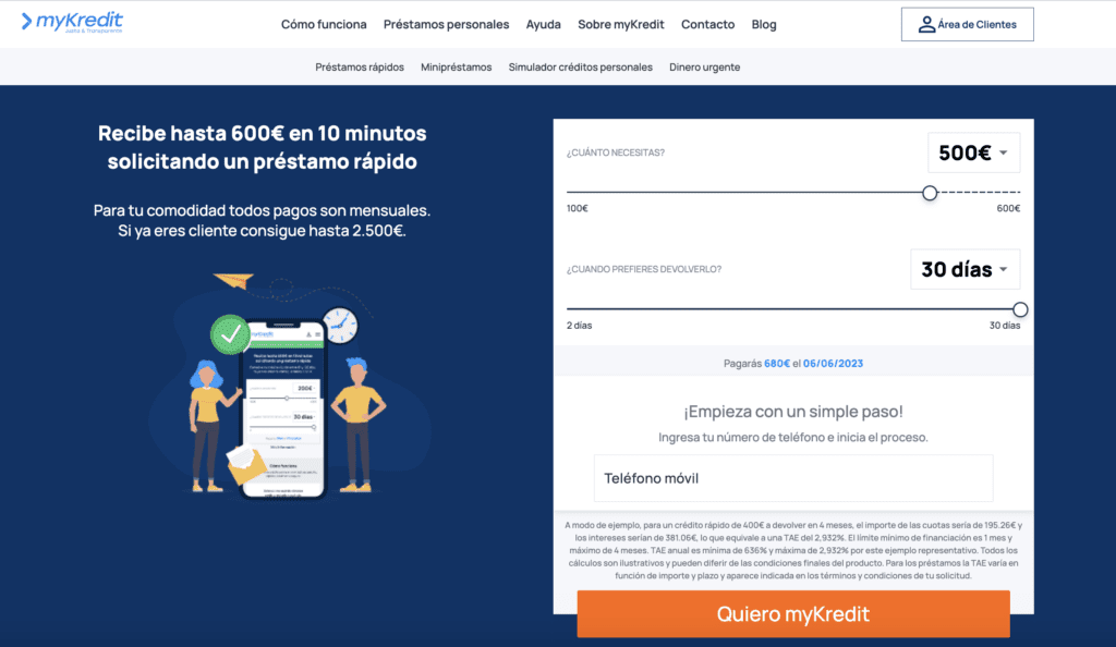 Mykredit da intereses con usura