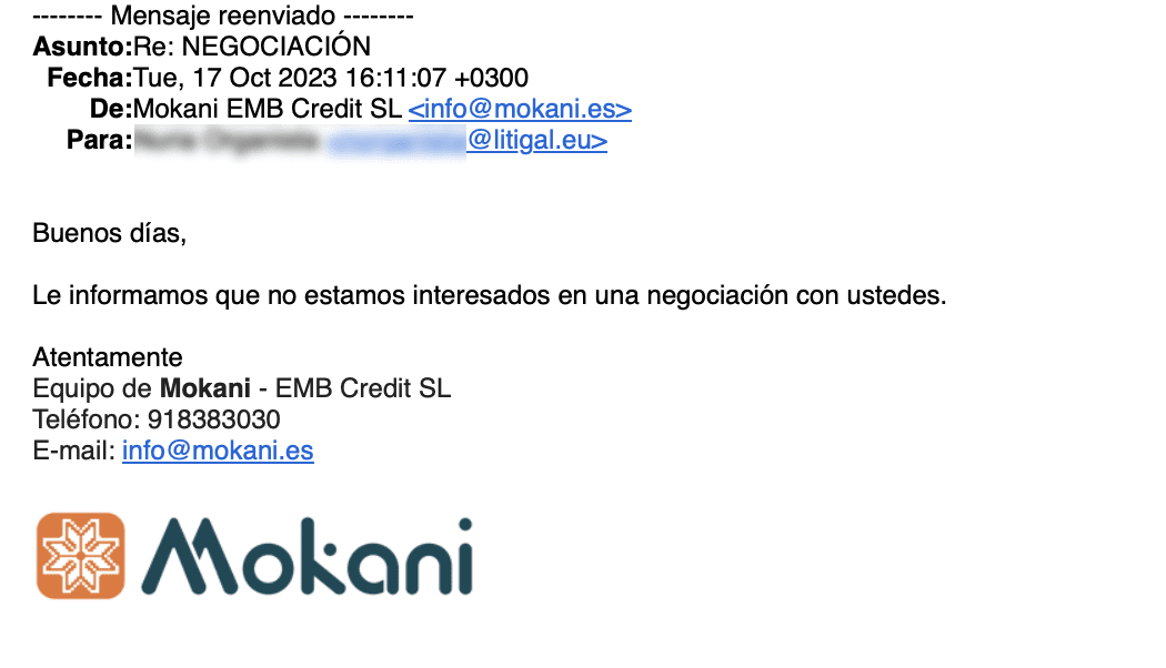 Demandar a Mokani por usura.